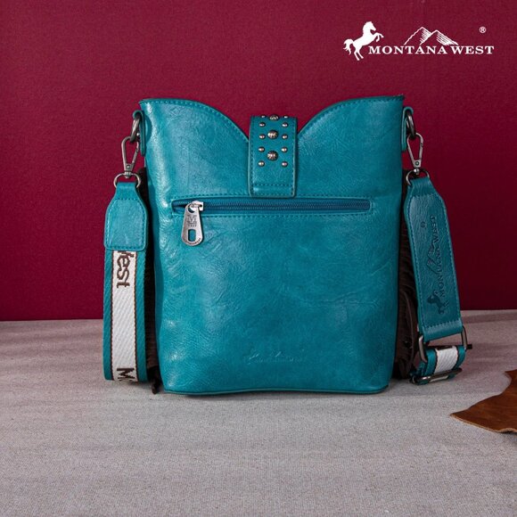 Montana West Embroidered Fringe Collection Boot Purse Crossbody NWT - Picture 2 of 5